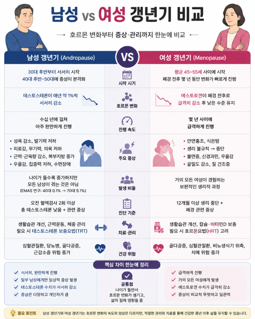 남성갱년기 vs 여성갱년기